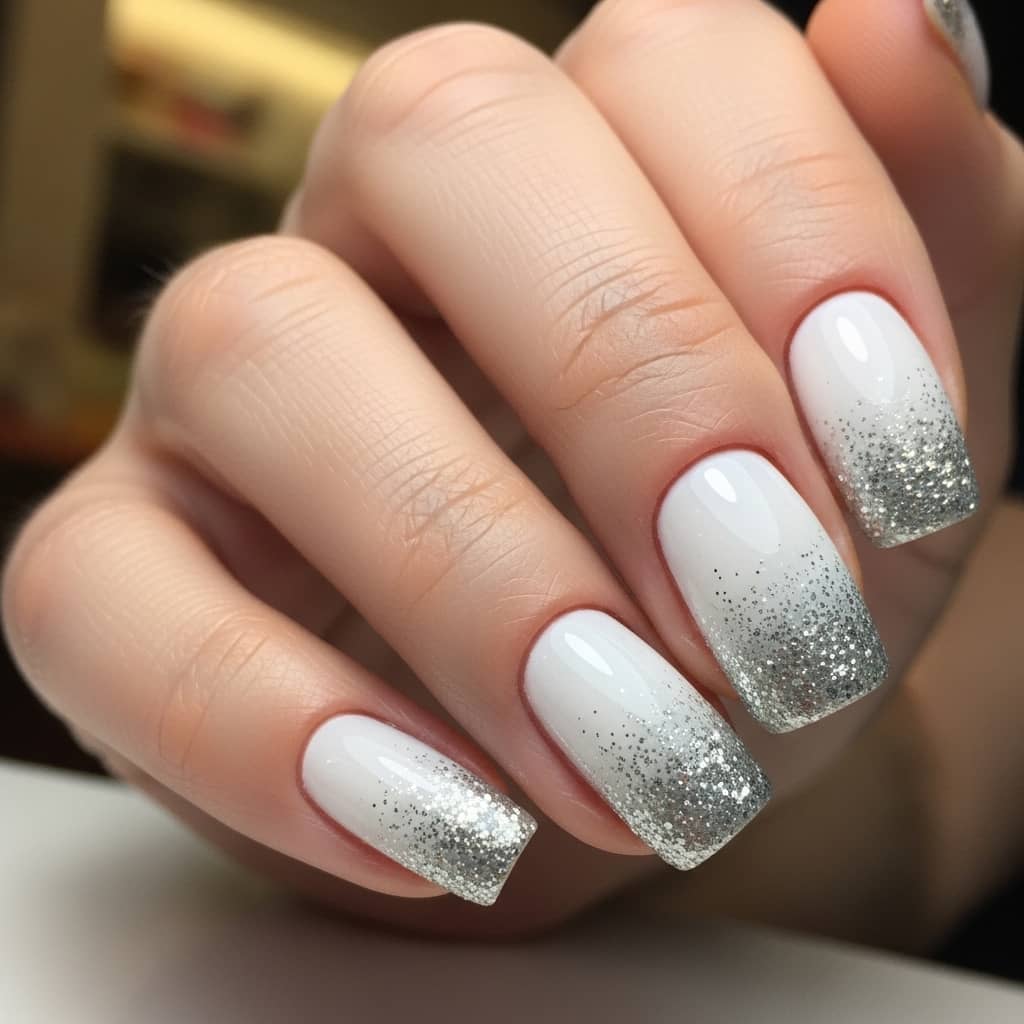elegant marble nail art design with white base
